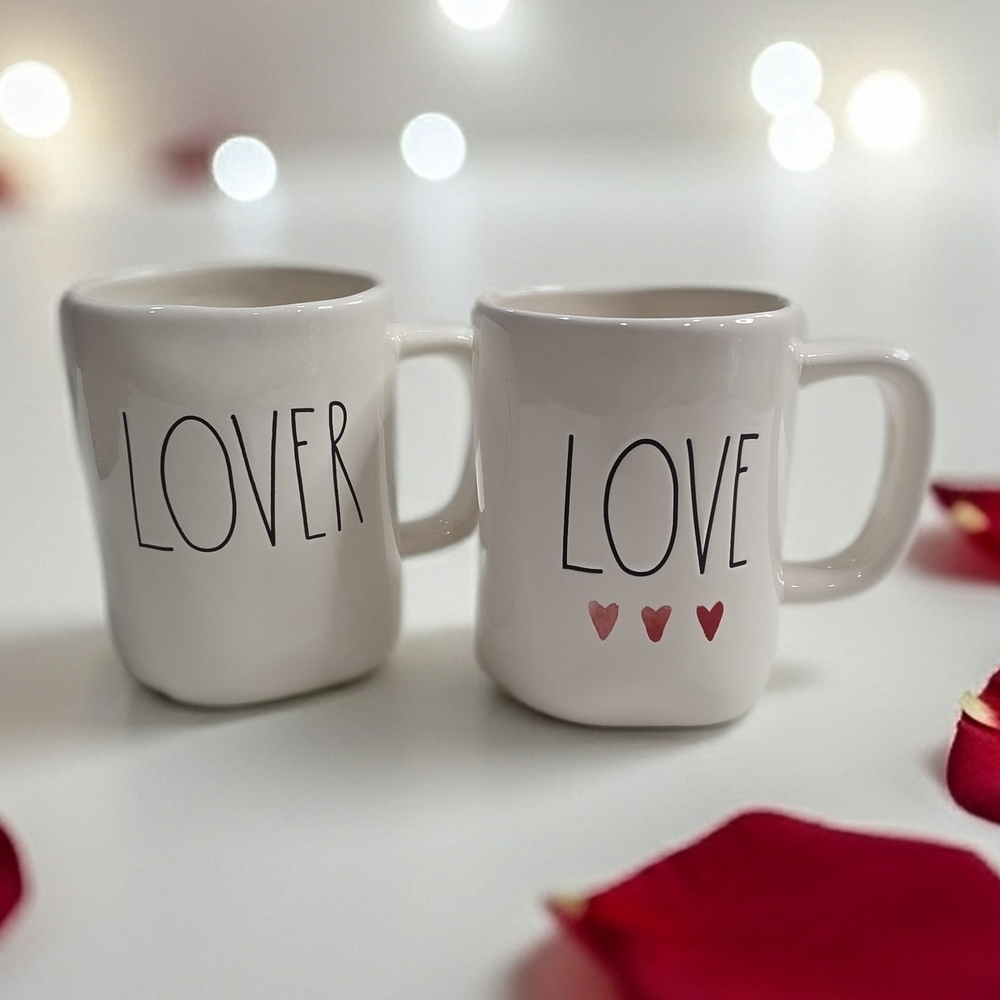 Rae Dunn White and Red Lover Mug Set🏷️ Rae Dunn "LOVER" & "LOVE" Valentine's Da